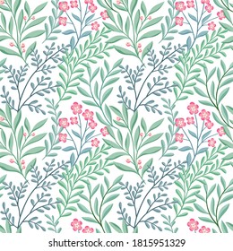 Hand drawn floral pattern. Seamless vector background. Elegant colorful template for fashion print, fabric or wallpaper.