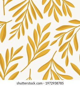 Hand drawn floral pattern. Seamless leaves vector background. Elegant colorful template for fashion print, fabric or wallpaper.