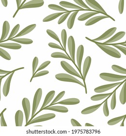 Hand drawn floral pattern. Seamless leaves vector background. Elegant colorful template for fashion print, fabric or wallpaper.