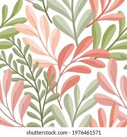 Hand drawn floral pattern. Seamless leaves vector background. Elegant colorful template for fashion print, fabric or wallpaper.