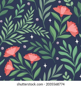 Patrón floral dibujado a mano. Hojas sin foco fondo vectorial. Elegante plantilla colorida para impresión de moda, tela o papel pintado.