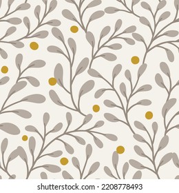 Hand drawn floral pattern. Seamless leaves vector background. Elegant colorful template for fashion print, fabric or wallpaper.