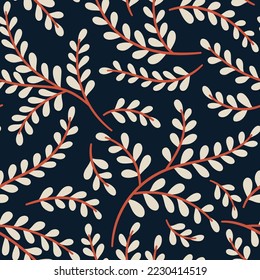 Hand drawn floral pattern. Seamless leaves vector background. Elegant colorful template for fashion print, fabric or wallpaper.