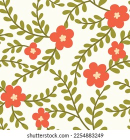 Hand drawn floral pattern. Seamless leaves vector background. Elegant colorful template for fashion print, fabric or wallpaper.
