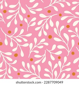 Hand drawn floral pattern. Seamless leaves vector background. Elegant colorful template for fashion print, fabric or wallpaper.