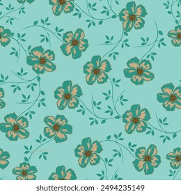 Patrón floral dibujado a mano. Sin Costuras