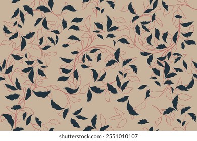 Hand drawn floral pattern. Seamless leaves vector background. Elegant colorful template for fashion print, fabric or wallpaper.