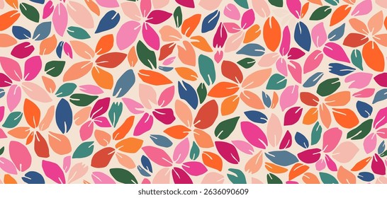 Hand drawn floral pattern, seamless patterns with flowers for fabric, textiles, clothing, printing, packaging, covers, banners, interior decor, abstract backgrounds.