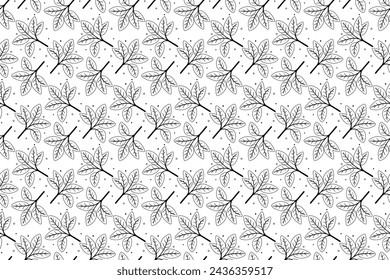 Hand drawn floral pattern vector design. Simple ornament with plant and leaf. Fabric print swatch.