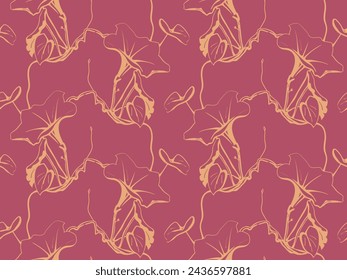 Hand drawn floral pattern vector design. Flowers drawing simple ornament.