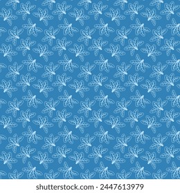 Hand drawn floral pattern vector design. Simple ornament with plant and leaf.