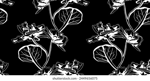 Hand drawn floral pattern vector design. Flower drawing simple ornament.