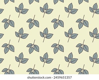 Hand drawn floral pattern vector design. Simple ornament with plant and leaf.