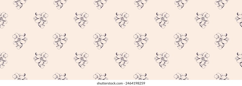 Hand drawn floral pattern vector design. Flower drawing simple ornament.