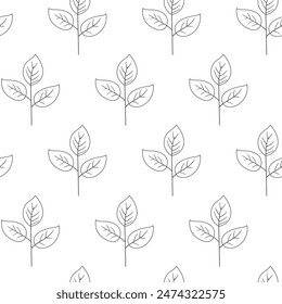 Hand drawn floral pattern vector design. Simple ornament with plant and leaf.