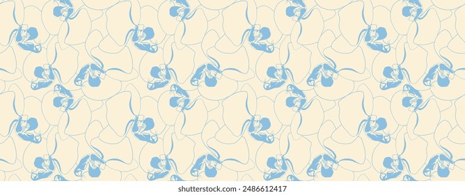 Hand drawn floral pattern vector design. Flower drawing simple ornament.