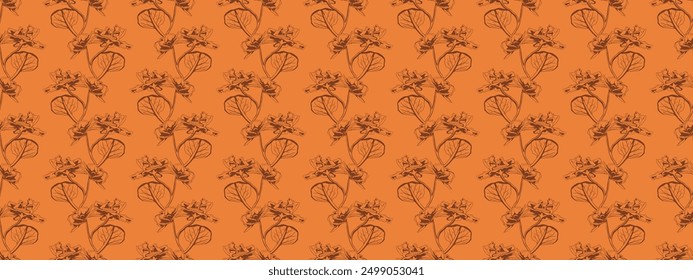 Hand drawn floral pattern vector design. Flower drawing simple ornament.