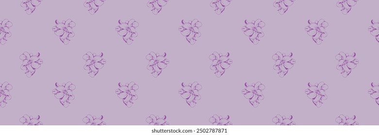 Hand drawn floral pattern vector design. Flower drawing simple ornament.