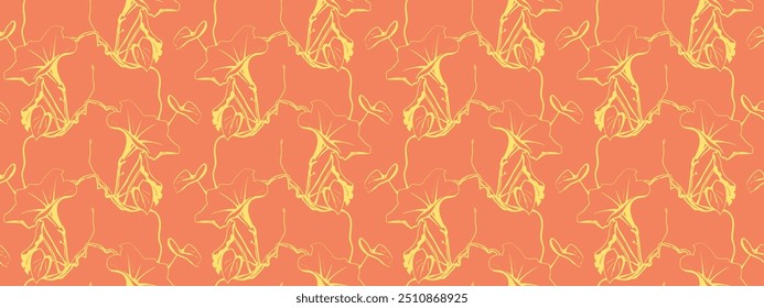 Hand drawn floral pattern vector design. Flower drawing simple ornament.