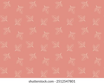 Hand drawn floral pattern vector design. Simple ornament with plant and leaf.