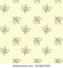 Hand drawn floral pattern vector design. Simple ornament with plant and leaf.