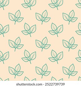 Handgezeichnetes Blumenmuster, Vektordesign. Einfaches Ornament mit Pflanzen und Blättern.