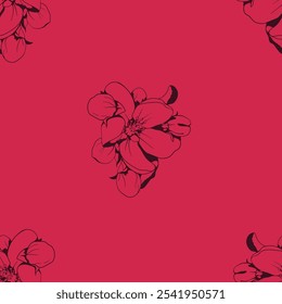 Hand drawn floral pattern vector design. Flower drawing simple ornament.