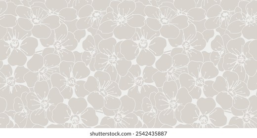 Hand drawn floral pattern vector design. Flower drawing simple ornament.