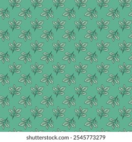 Hand drawn floral pattern vector design. Simple ornament with plant and leaf.