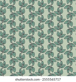 Hand drawn floral pattern vector design. Simple ornament with plant and leaf.