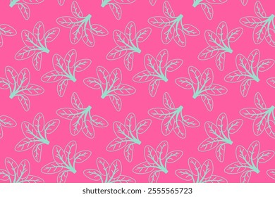Hand drawn floral pattern vector design. Simple ornament with plant and leaf.
