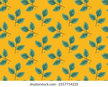 Hand drawn floral pattern vector design. Simple ornament with plant and leaf.