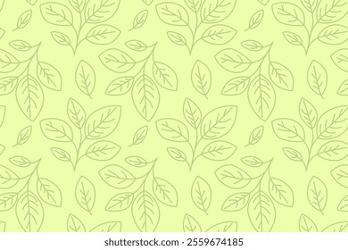 Hand drawn floral pattern vector design. Simple ornament with plant and leaf.