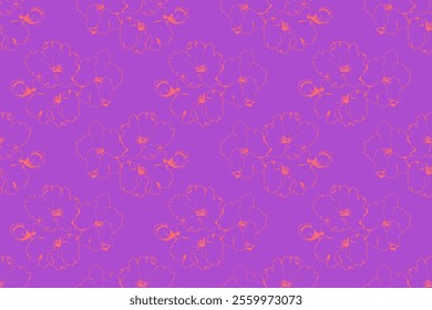 Hand drawn floral pattern vector design. Flower drawing simple ornament.