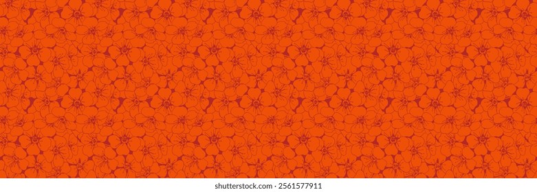 Hand drawn floral pattern vector design. Flower drawing simple ornament.