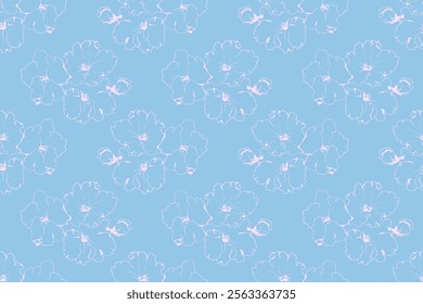 Hand drawn floral pattern vector design. Flower drawing simple ornament.