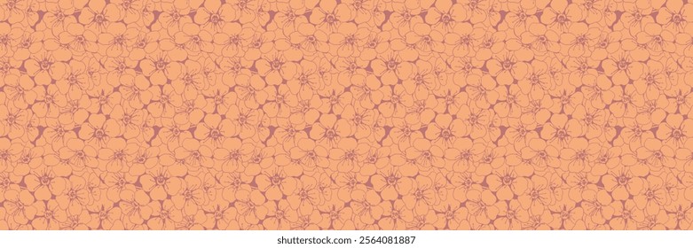 Hand drawn floral pattern vector design. Flower drawing simple ornament.