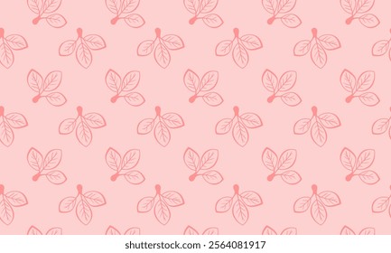 Hand drawn floral pattern vector design. Simple ornament with plant and leaf.