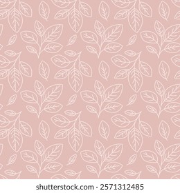 Hand drawn floral pattern vector design. Simple ornament with plant and leaf.