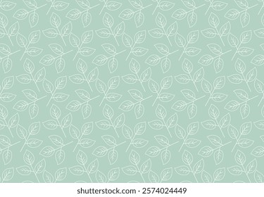 Hand drawn floral pattern vector design. Simple ornament with plant and leaf.