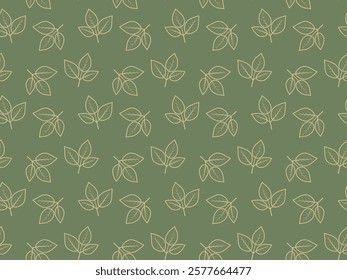 Hand drawn floral pattern vector design. Simple ornament with plant and leaf.