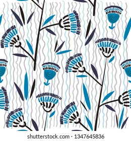 Hand drawn floral pattern for your design, beautiful doodle botanical seamless background