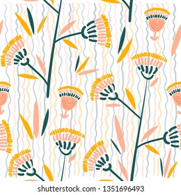 Hand drawn floral pattern for your design, beautiful doodle botanical seamless background