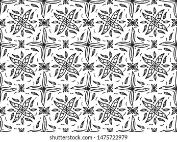 Hand drawn floral patterns. Artistic handcrafted design elements with floral ornaments, abstract lines, tribal symbols made with ink. Isolated vector on white background.