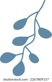 Hand drawn floral plant element, botanical leaves art in a glyph illustration design