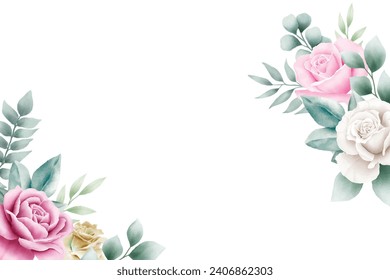 hand drawn floral roses border and frame design