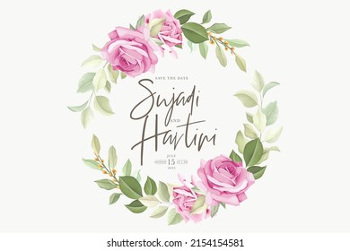 hand drawn floral roses wreath design