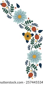 Hand Drawn Floral Rounded Frame Vector Illustration