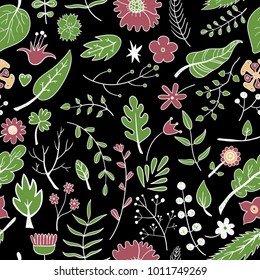 Hand drawn floral seamless background