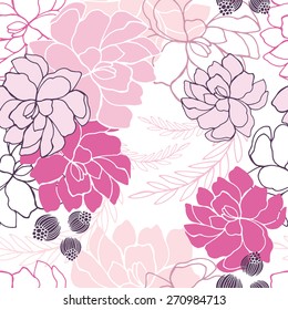 Hand drawn floral seamless background pattern Romantic flowers
